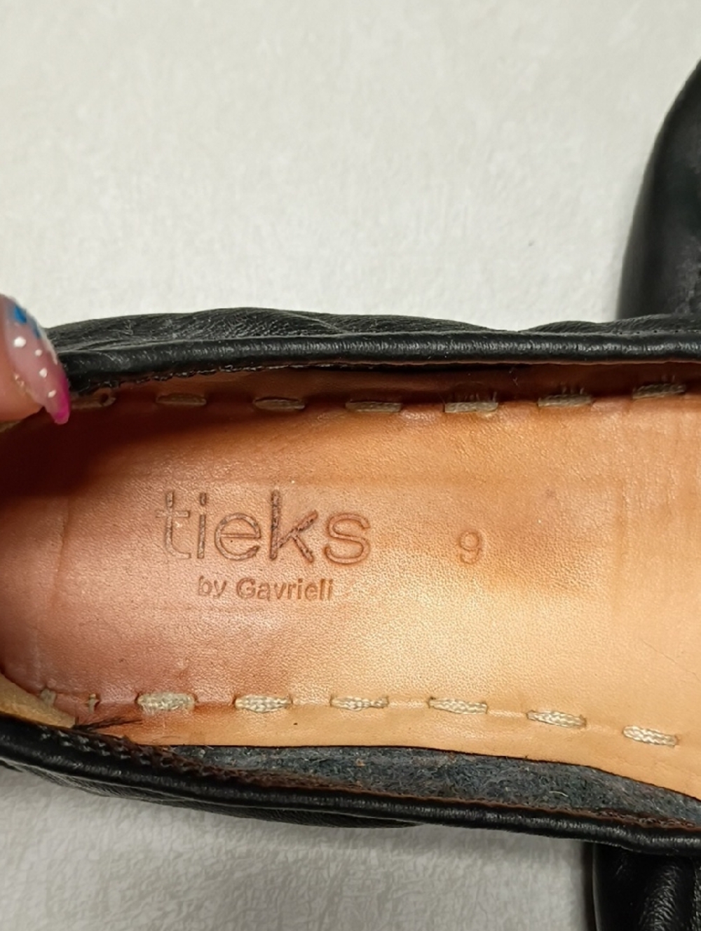 Tieks Black Leather Ballet Flats with Tan Insole - Picture 3 of 8
